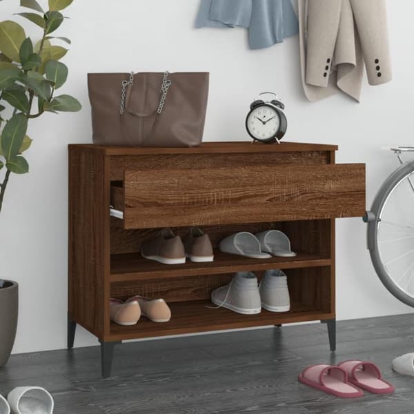 vidaXL Skoskap røkt eik 70x36x60 cm konstruert tre