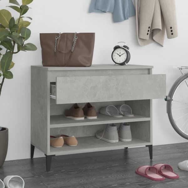 vidaXL Skoskap betonggrå 70x36x60 cm konstruert tre