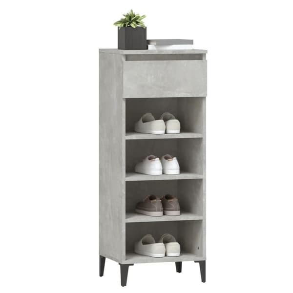 vidaXL Skohylle betonggrå 40x36x105 cm konstruert tre