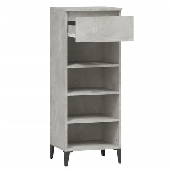 vidaXL Skohylle betonggrå 40x36x105 cm konstruert tre