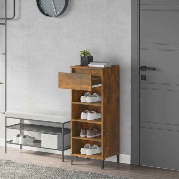 vidaXL Skohylle sonoma eik 40x36x105 cm konstruert tre