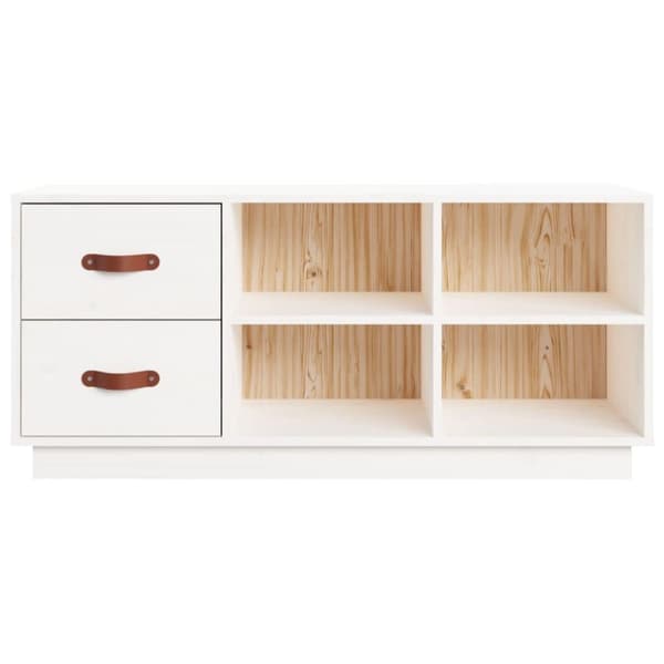vidaXL Skobenk hvit 100x34x45 cm heltre furu