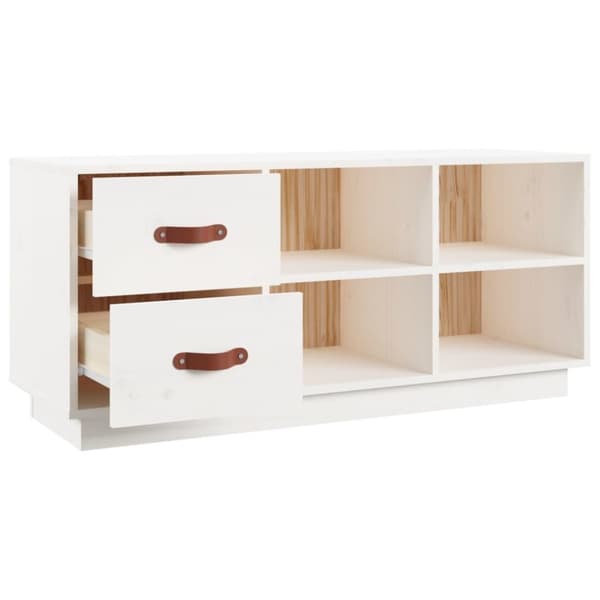 vidaXL Skobenk hvit 100x34x45 cm heltre furu