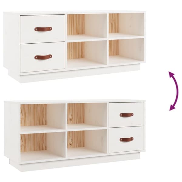 vidaXL Skobenk hvit 100x34x45 cm heltre furu