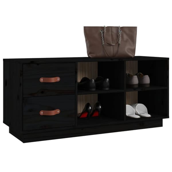 vidaXL Skobenk svart 100x34x45 cm heltre furu