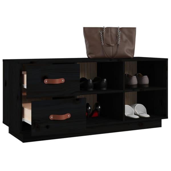 vidaXL Skobenk svart 100x34x45 cm heltre furu