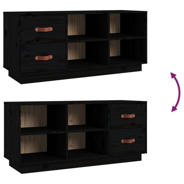 vidaXL Skobenk svart 100x34x45 cm heltre furu