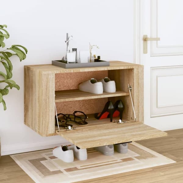 vidaXL Väggmonterat skoskåp somona-ek 70x35x38 cm konstruerat trä