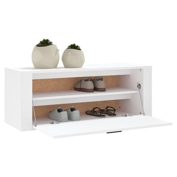 vidaXL Veggmontert skoskap hvit 100x35x38 cm konstruert tre