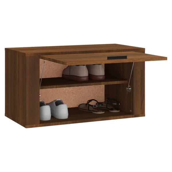 vidaXL Veggmontert skoskap brun eik 70x35x38 cm heltre furu