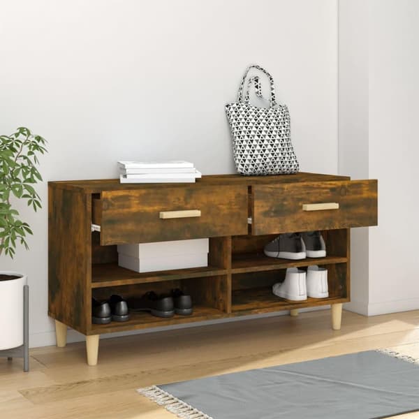 vidaXL skoreol 102x35x55 cm konstrueret træ røget egetræsfarve