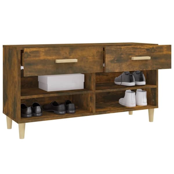 vidaXL skoreol 102x35x55 cm konstrueret træ røget egetræsfarve