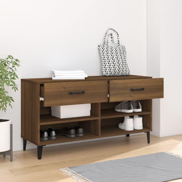 vidaXL skoreol 102x35x55 cm konstrueret træ brun egetræsfarve
