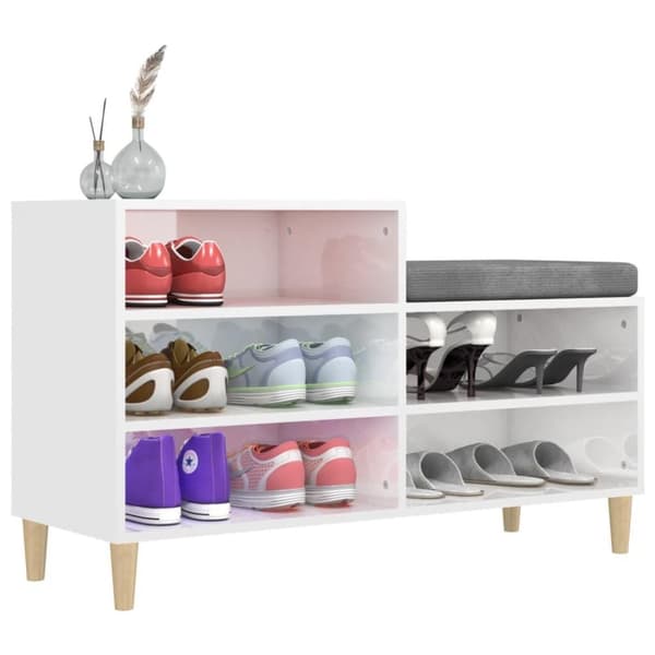 vidaXL skoreol 102x36x60 cm konstrueret træ hvid højglans