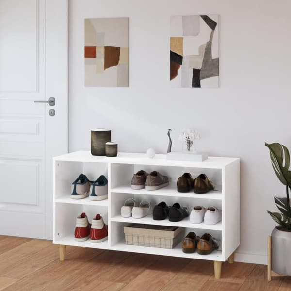 vidaXL Kenkäkaappi korkeakiilto valkoinen 102x36x60 cm tekninen puu