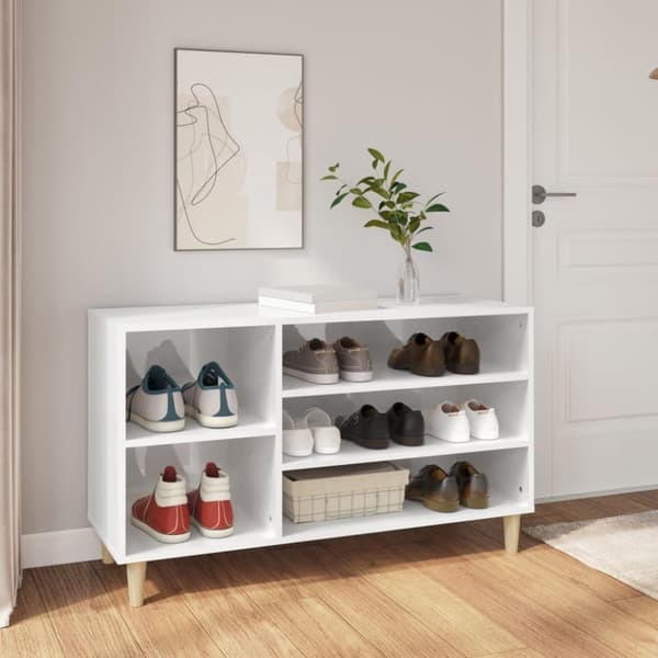 vidaXL Kenkäkaappi korkeakiilto valkoinen 102x36x60 cm tekninen puu
