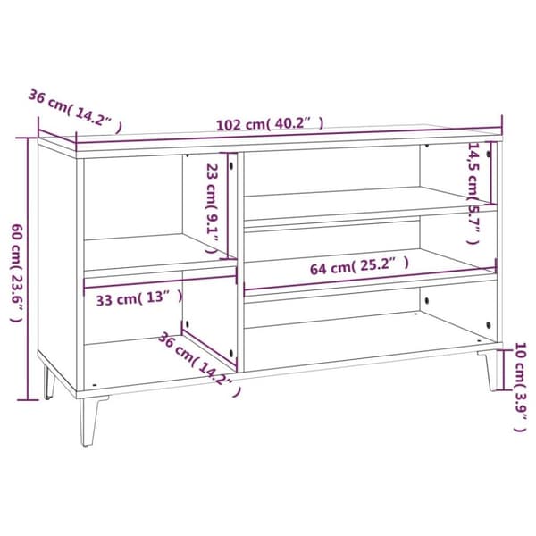 vidaXL skoreol 102x36x60 cm konstrueret træ sort