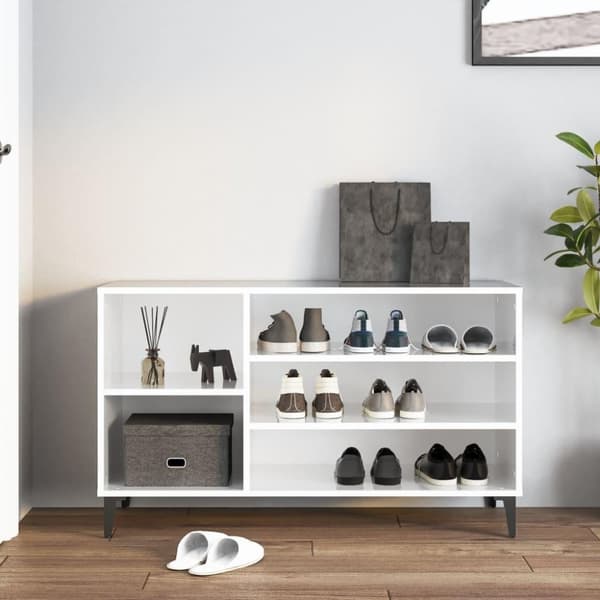 vidaXL skoreol 102x36x60 cm konstrueret træ hvid højglans