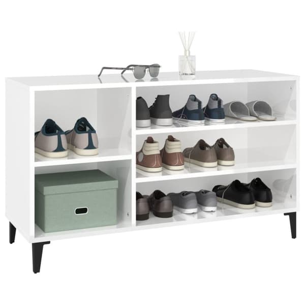 vidaXL skoreol 102x36x60 cm konstrueret træ hvid højglans