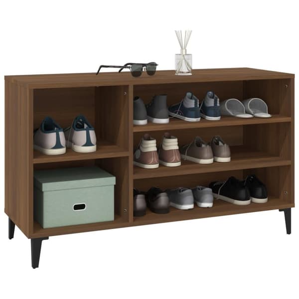 vidaXL skoskab 102x36x60 cm konstrueret træ brun egetræ