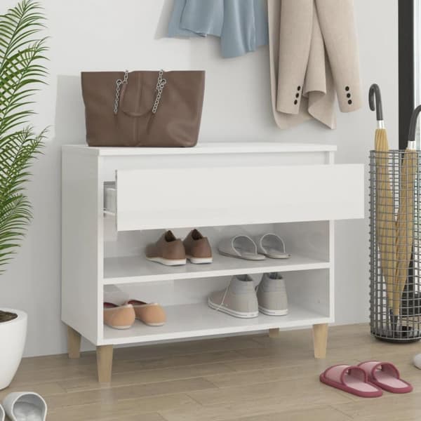 vidaXL skoreol 70x36x60 cm konstrueret træ hvid højglans