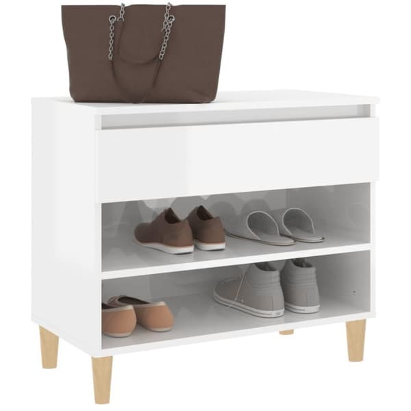 vidaXL skoreol 70x36x60 cm konstrueret træ hvid højglans