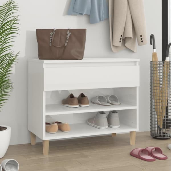 vidaXL skoreol 70x36x60 cm konstrueret træ hvid højglans