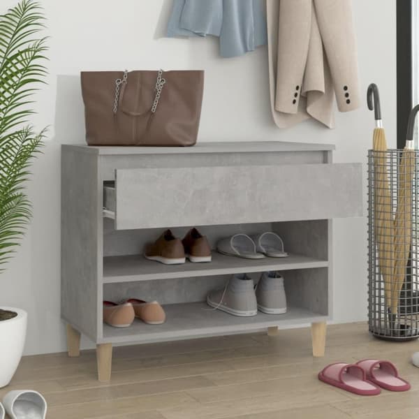 vidaXL Kenkäkaappi betoninharmaa 70x36x60 cm tekninen puu