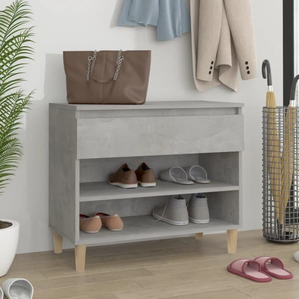 vidaXL Kenkäkaappi betoninharmaa 70x36x60 cm tekninen puu