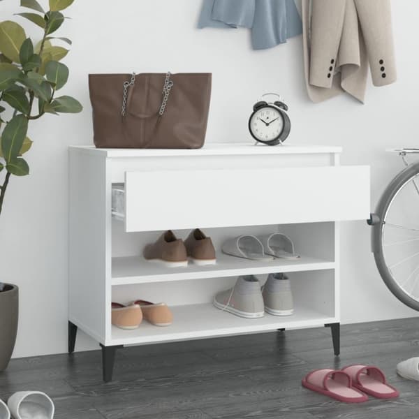 vidaXL skoreol 70x36x60 cm konstrueret træ hvid