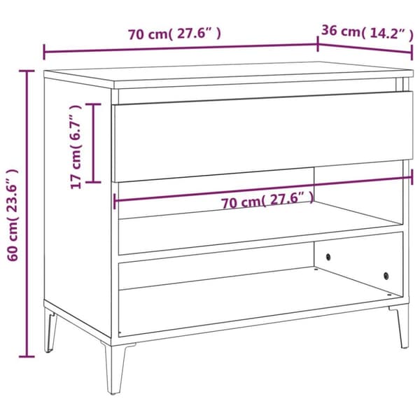 vidaXL skoreol 70x36x60 cm konstrueret træ hvid
