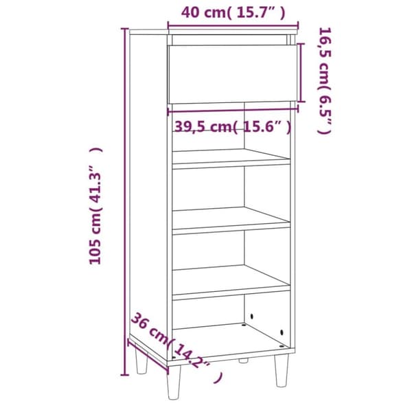 vidaXL skoreol 40x36x105 cm konstrueret træ betongrå