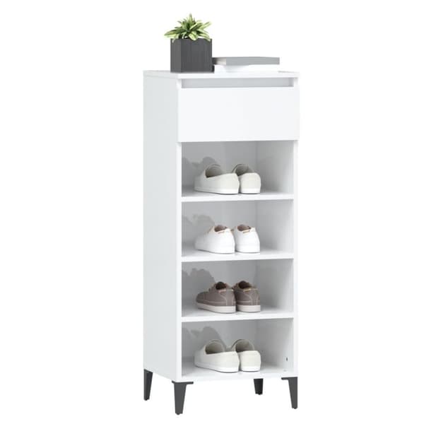 vidaXL skoreol 40x36x105 cm konstrueret træ hvid højglans