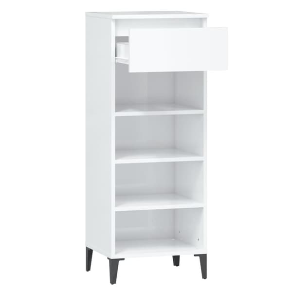 vidaXL skoreol 40x36x105 cm konstrueret træ hvid højglans