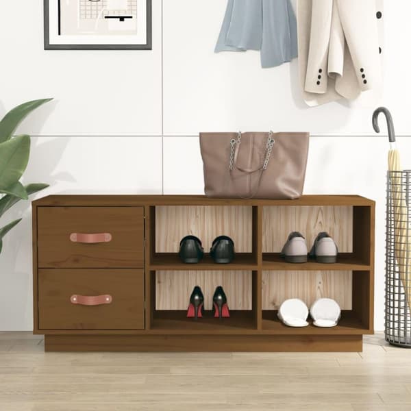 vidaXL skobænk 100x34x45 cm massivt fyrretræ gyldenbrun