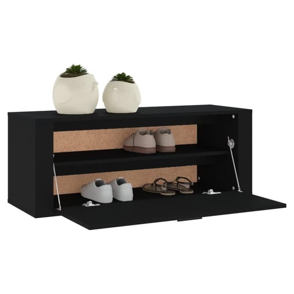 vidaXL væghængt skoskab 100x35x38 cm konstrueret træ sort