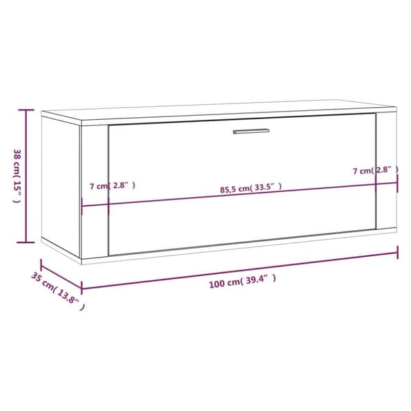 vidaXL væghængt skoskab 100x35x38 cm konstrueret træ sort