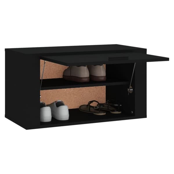 vidaXL væghængt skoskab 70x35x38 cm konstrueret træ sort
