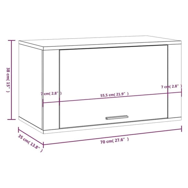 vidaXL væghængt skoskab 70x35x38 cm konstrueret træ sort