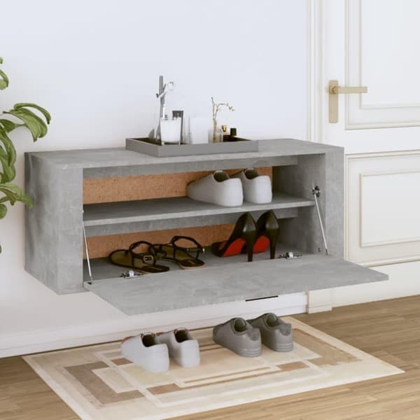 vidaXL Veggmontert skoskap betonggrå 100x35x38 cm konstruert tre