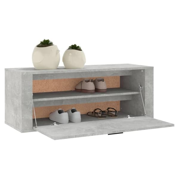 vidaXL Veggmontert skoskap betonggrå 100x35x38 cm konstruert tre
