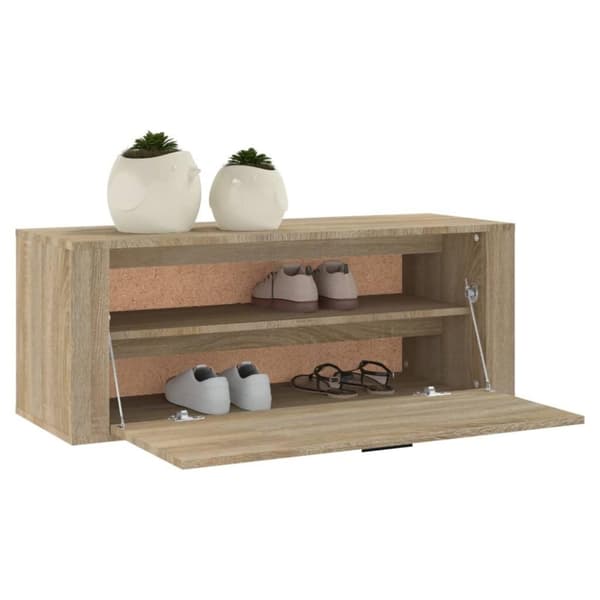 vidaXL Veggmontert skoskap sonoma eik 100x35x38 cm konstruert tre
