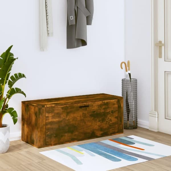 vidaXL væghængt skoskab 100x35x38 cm konstrueret træ røget egetræ