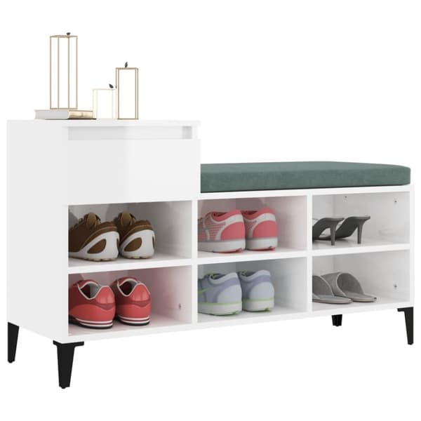 vidaXL skoreol 102x36x60 cm konstrueret træ hvid højglans