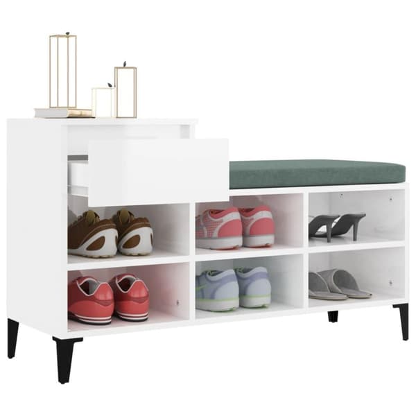 vidaXL skoreol 102x36x60 cm konstrueret træ hvid højglans