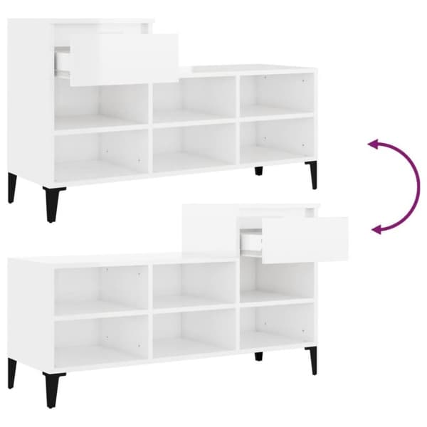 vidaXL skoreol 102x36x60 cm konstrueret træ hvid højglans