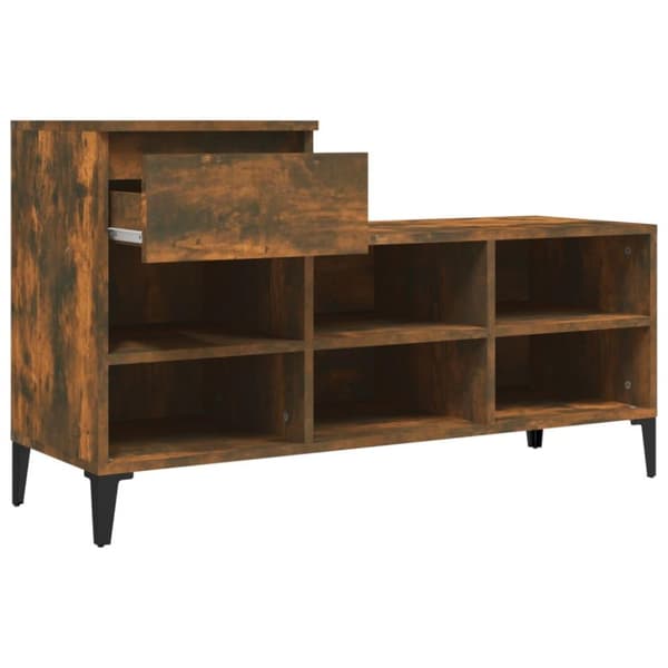 vidaXL Skoskap røkt eik 102x36x60 cm konstruert tre