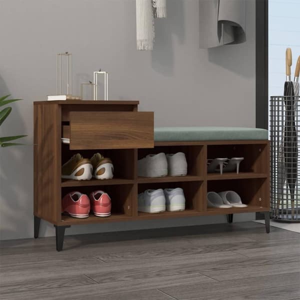 vidaXL Skoskap brun eik 102x36x60 cm konstruert tre