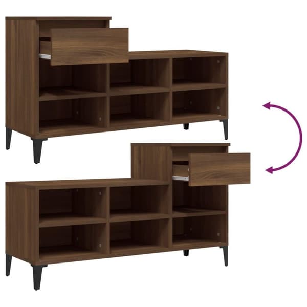 vidaXL Skoskap brun eik 102x36x60 cm konstruert tre