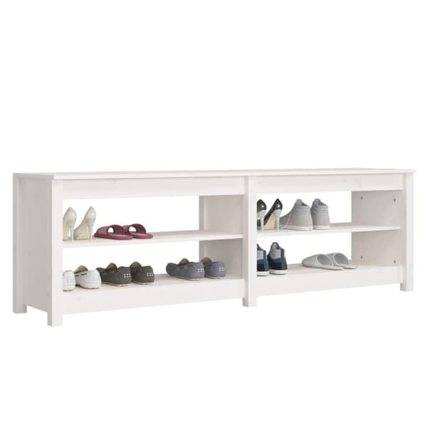 vidaXL Skobenk hvit 160x36,5x50 cm heltre furu
